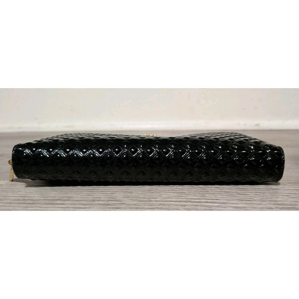 TORY BURCH Marion Party Black Embossed Leather Continental Zip Wallet